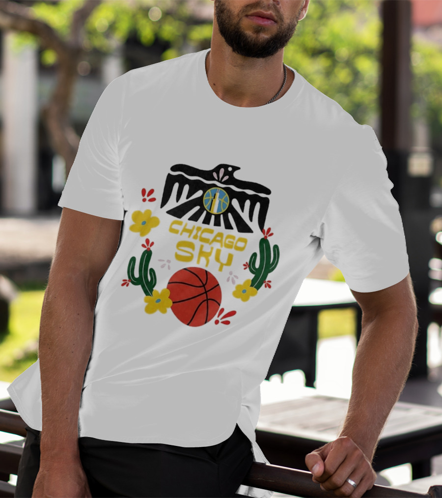 Chicago Sky Latina Empowerment Night Basketball With Floral Cactus Motif T-Shirt