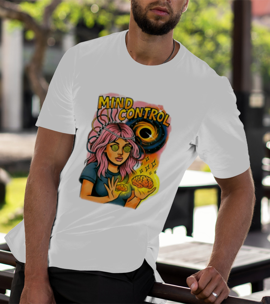 Mind Control Teen Hearts Psychedelic Black Hole Spiral Eyes Brain Magic T-Shirt