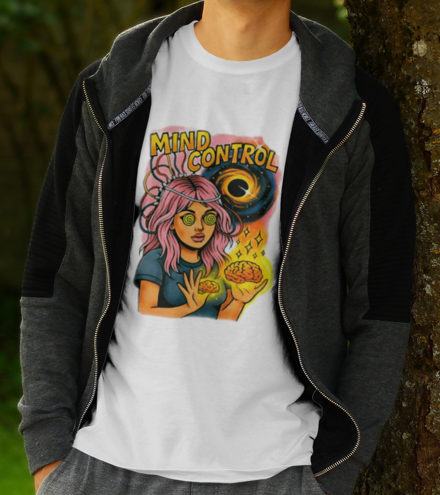 Mind Control Teen Hearts Psychedelic Black Hole Spiral Eyes Brain Magic T-Shirt
