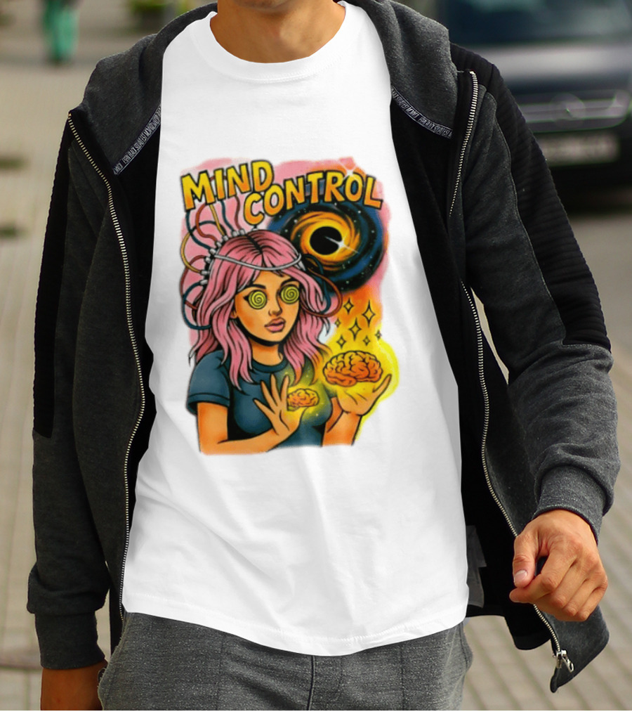 Mind Control Teen Hearts Psychedelic Black Hole Spiral Eyes Brain Magic T-Shirt