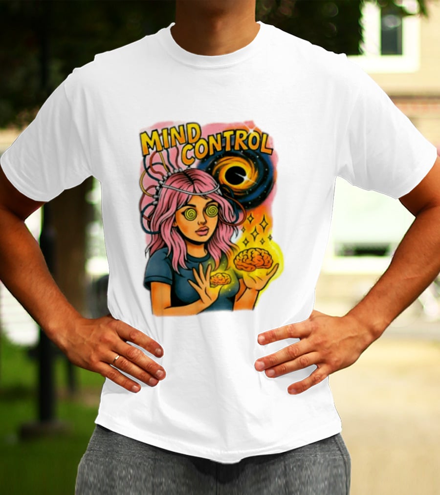 Mind Control Teen Hearts Psychedelic Black Hole Spiral Eyes Brain Magic T-Shirt