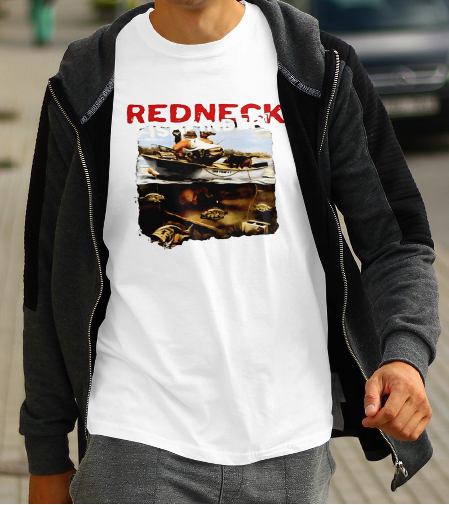 Redneck Fishfinder Fishing Boat Scene With Underwater View T-Shirt