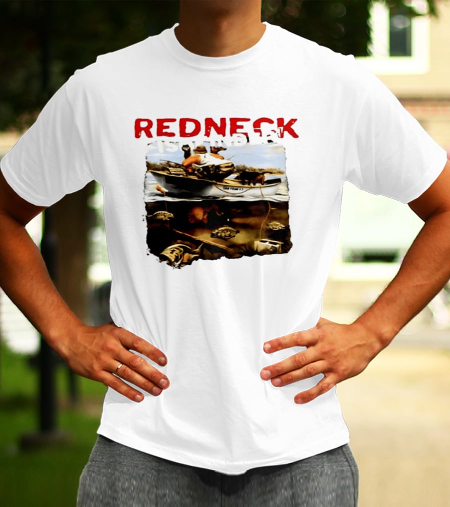 Redneck Fishfinder Fishing Boat Scene With Underwater View T-Shirt