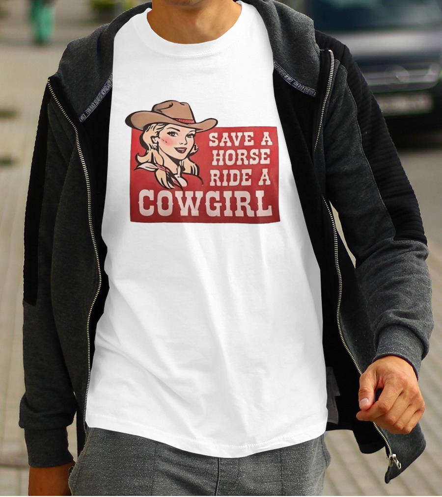 Save A Horse Ride A Cowgirl Western Country Music Vintage Style Cowgirl T-Shirt