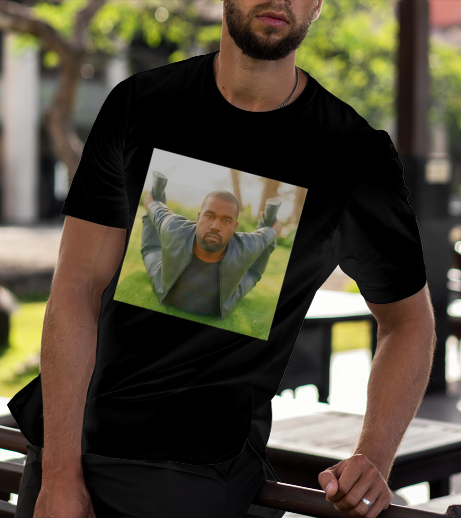 Kanye West Ye Meme Photo Iconic Pose Lying On Grass T-Shirt