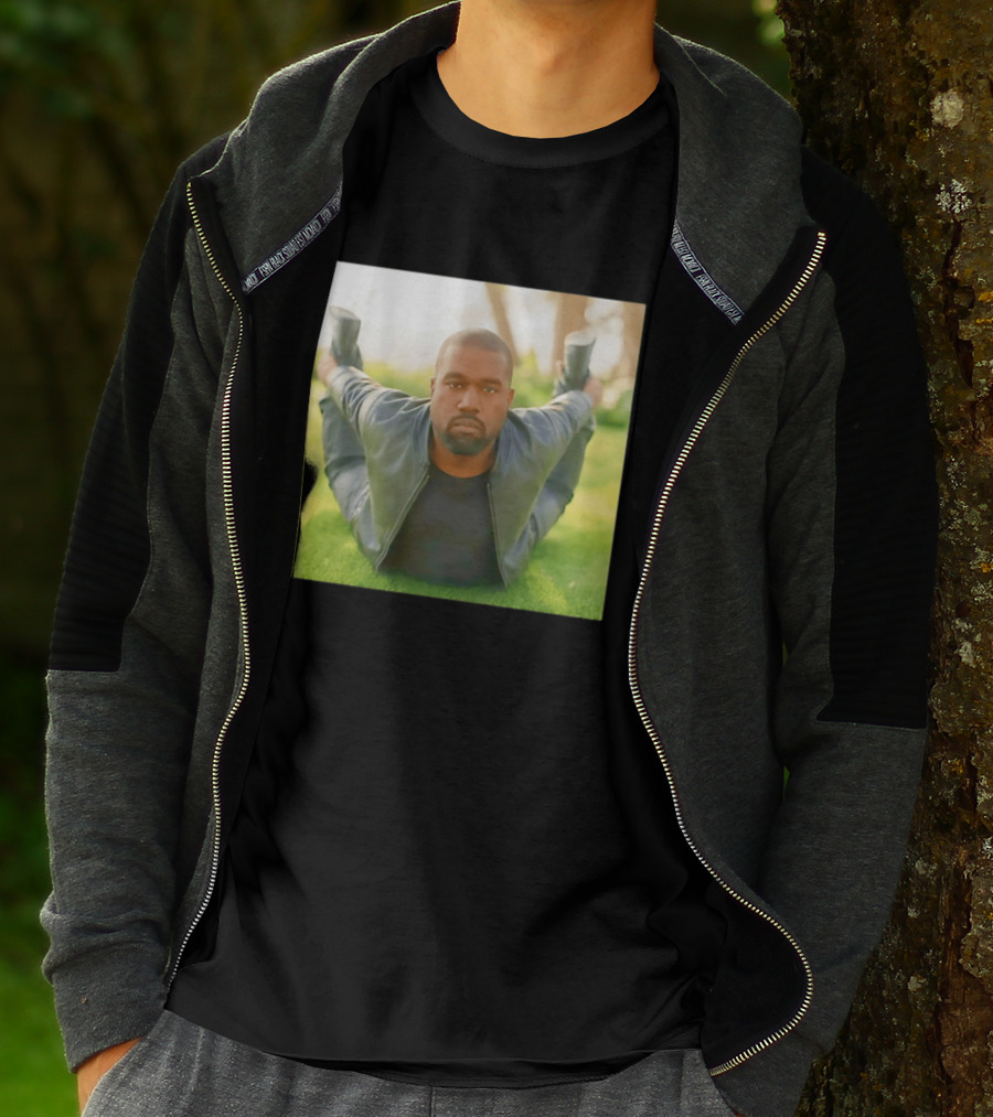 Kanye West Ye Meme Photo Iconic Pose Lying On Grass T-Shirt