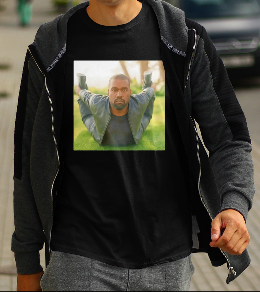 Kanye West Ye Meme Photo Iconic Pose Lying On Grass T-Shirt