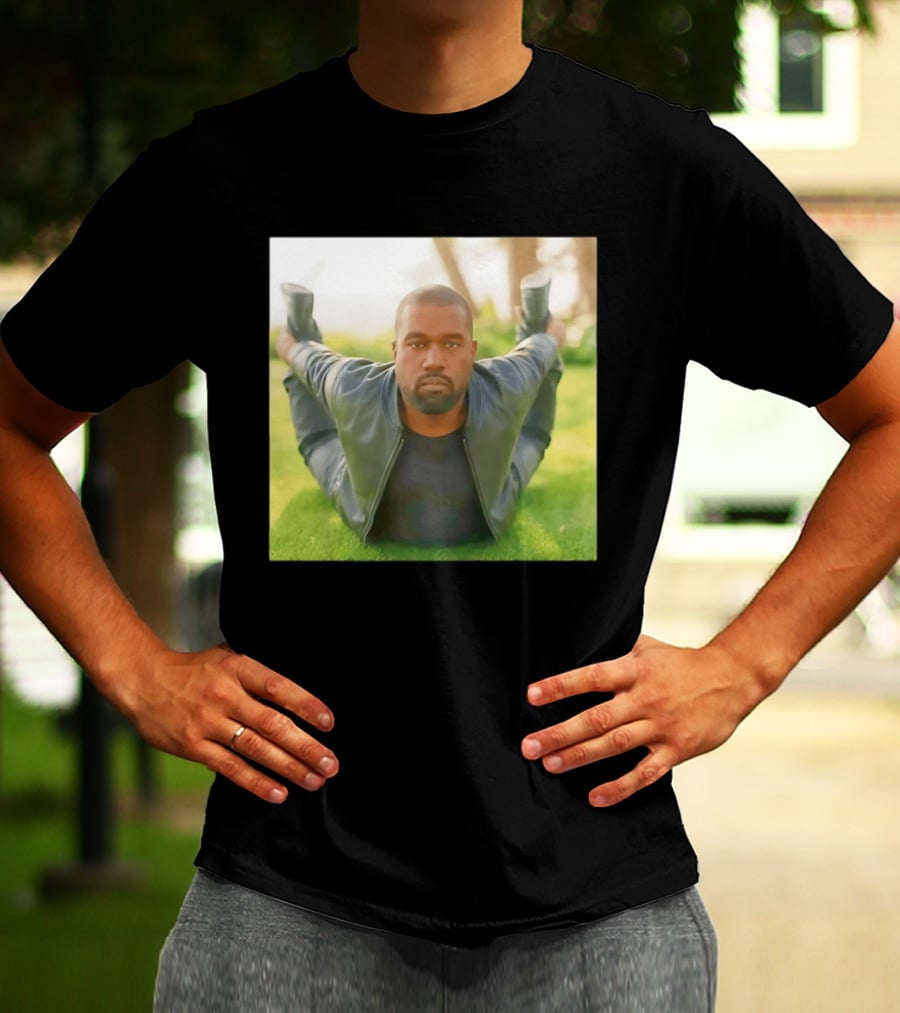 Kanye West Ye Meme Photo Iconic Pose Lying On Grass T-Shirt