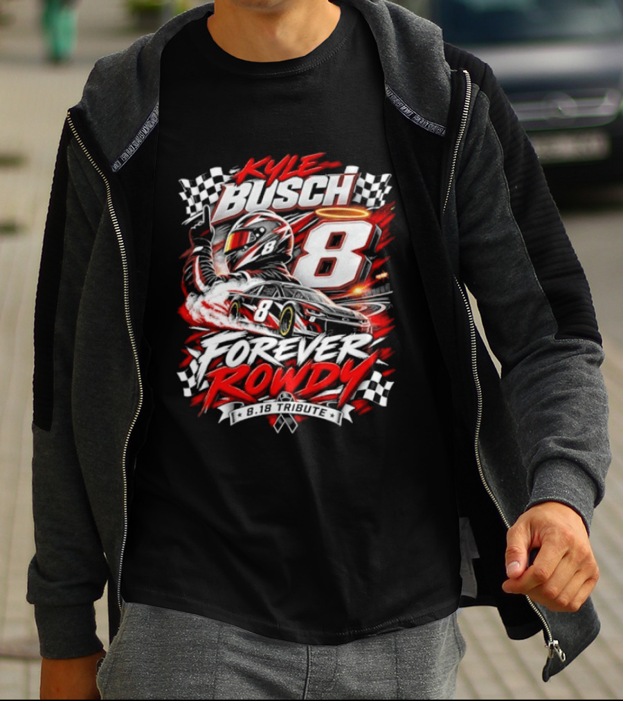 Kyle Busch 8 Forever Rowdy NASCAR Racing Angel Halo T-Shirt