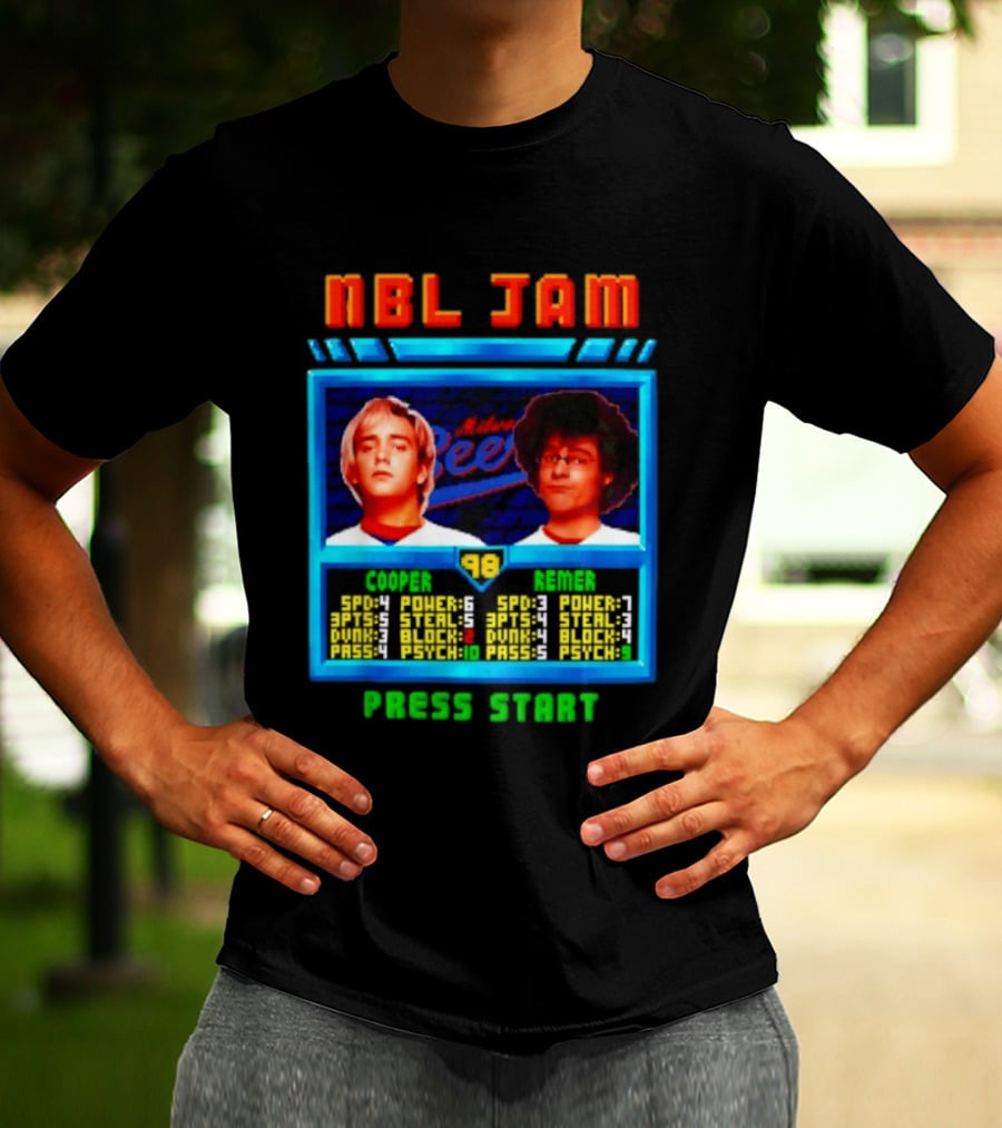 NBL Jam Cooper Remer Milwaukee Beers PASS START Players Stats T-Shirt