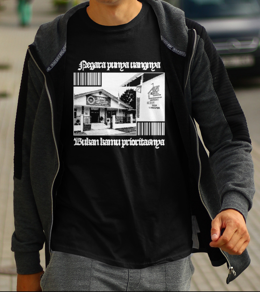 Negara Punya Uangnya Bukan Kamu Prioritasnya Monochrome House And Trees T-Shirt