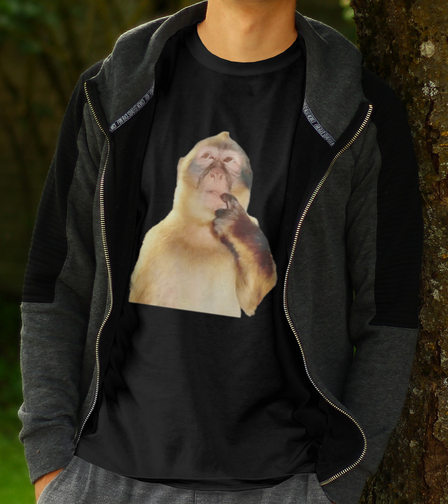 Pondering Monkey Curious Expression Contemplation T-Shirt