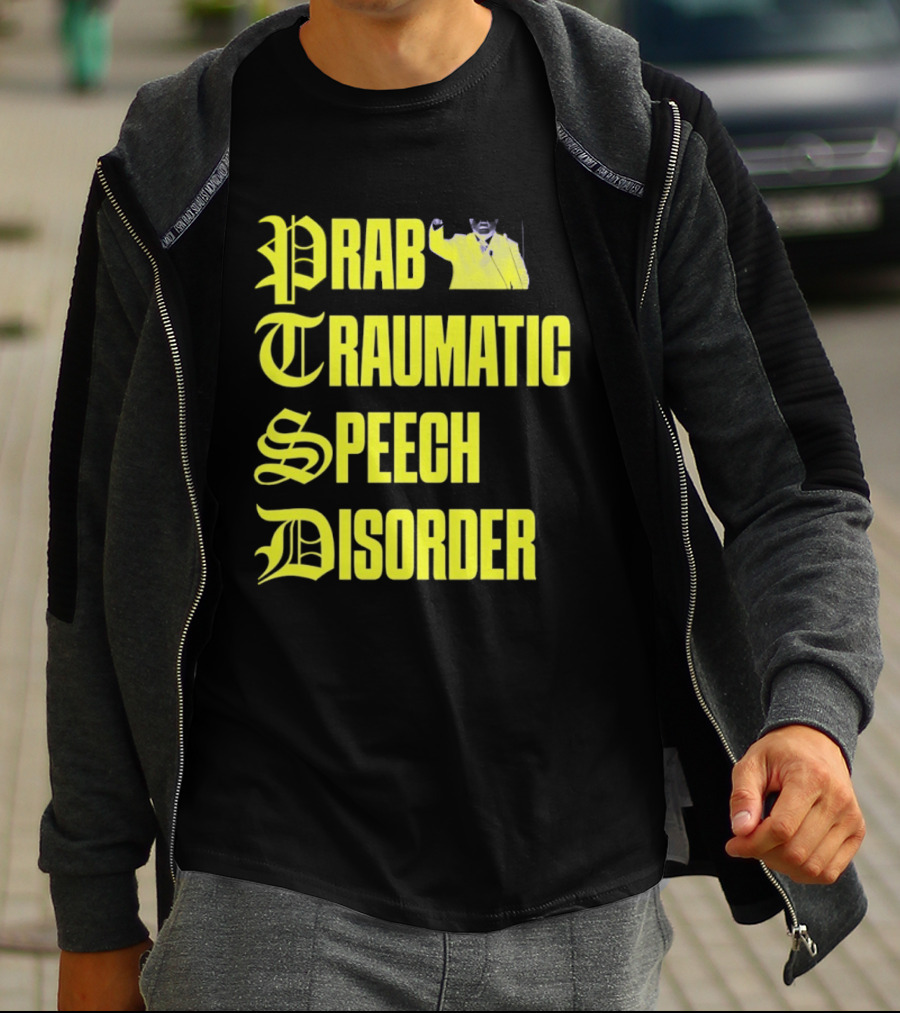 Prab Traumatic Speech Disorder Yellow Bold Lettering T-Shirt