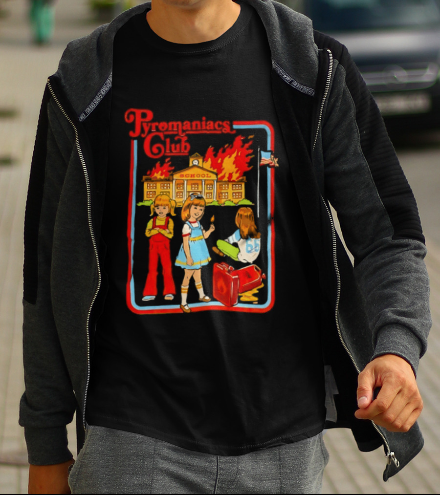 Pyromaniacs Club School Fire Retro Nostalgia T-Shirt