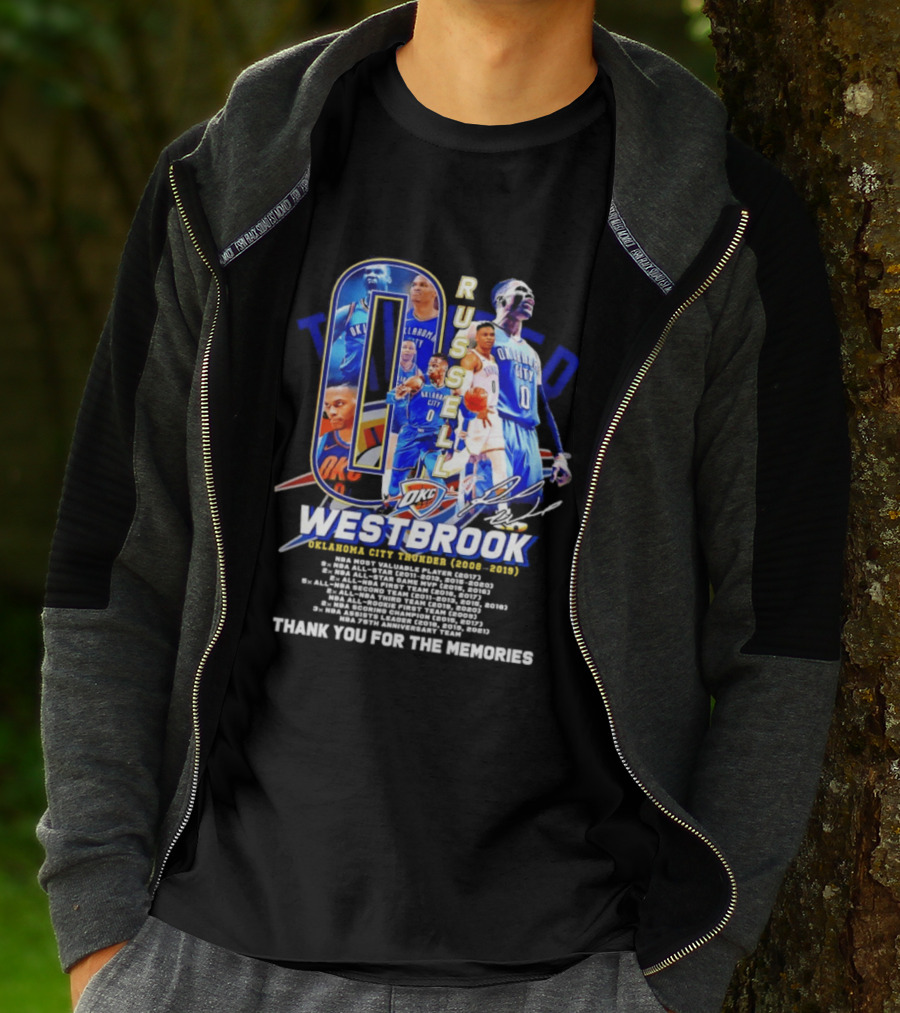 Russell Westbrook 0 Oklahoma City Thunder 2008 2019 Thank You For The Memories T-Shirt