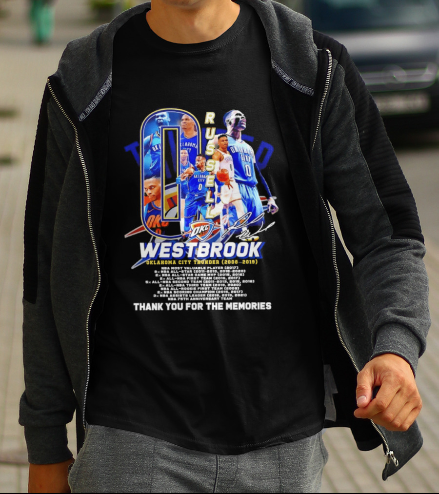 Russell Westbrook 0 Oklahoma City Thunder 2008 2019 Thank You For The Memories T-Shirt