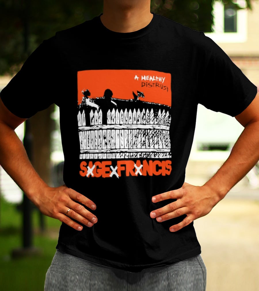 Sage Francis A Healthy Distrust Hip Hop Silhouette White Fence Red T-Shirt