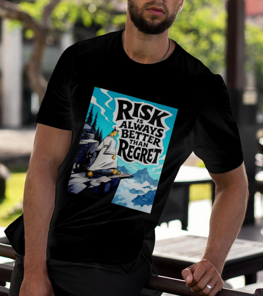 Samurai Jack Risk Is Always Better Than Regret Mountain Scene T-Shirt