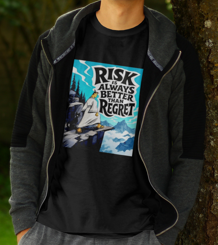 Samurai Jack Risk Is Always Better Than Regret Mountain Scene T-Shirt
