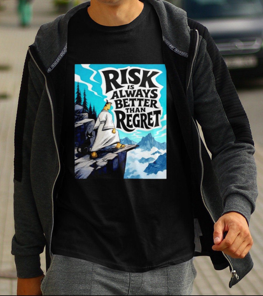 Samurai Jack Risk Is Always Better Than Regret Mountain Scene T-Shirt
