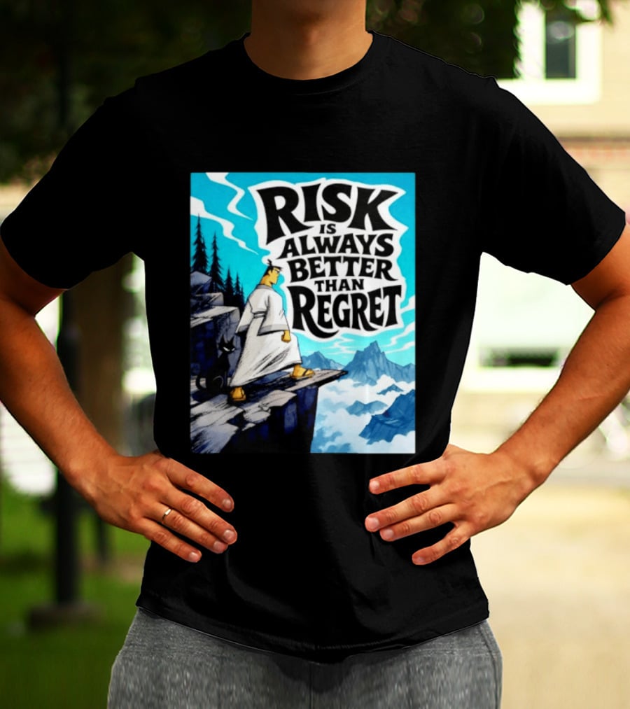 Samurai Jack Risk Is Always Better Than Regret Mountain Scene T-Shirt