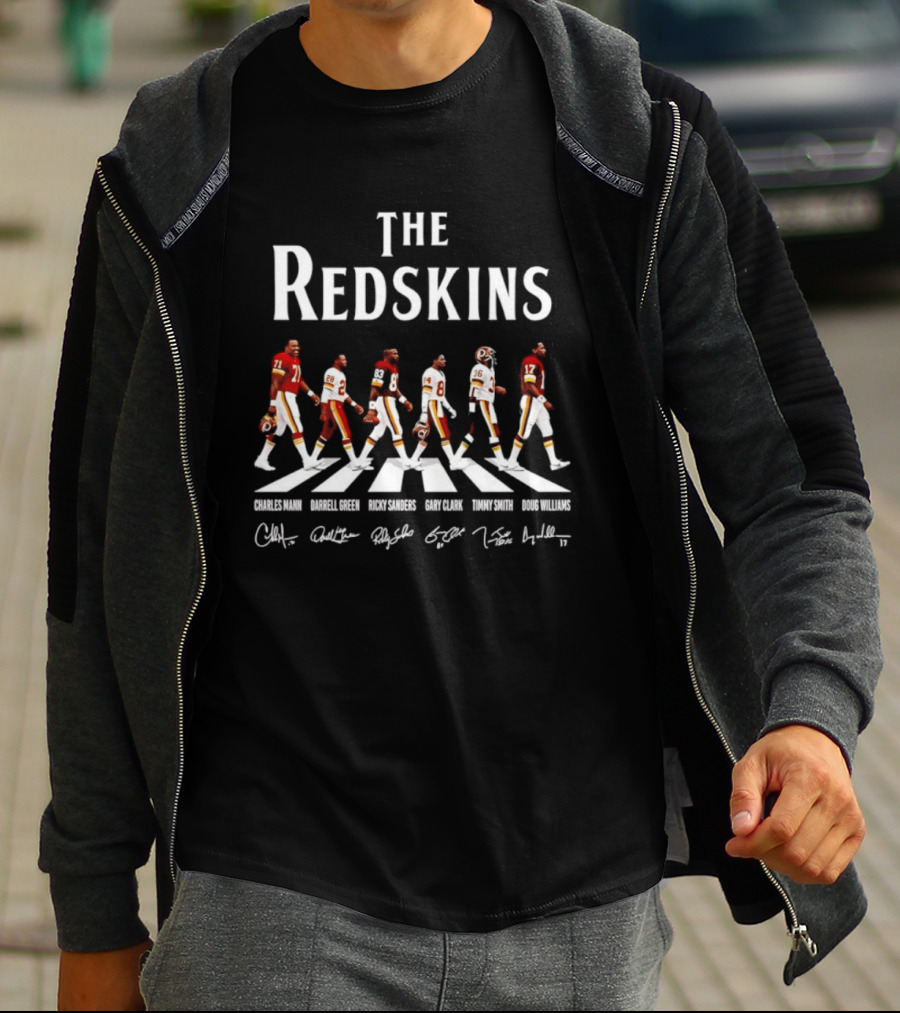The Redskins Charles Mann Darrell Green Ricky Sanders Gary Clark Timmy Smith Doug Williams Signatures Abbey Road T-Shirt