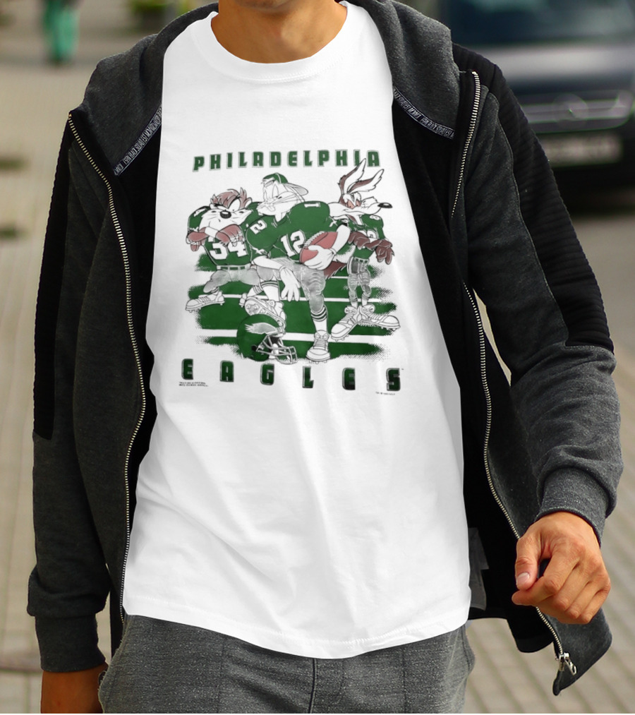 Philadelphia Eagles Taz Bugs Bunny Wile E Coyote Football Team Collaboration T-Shirt