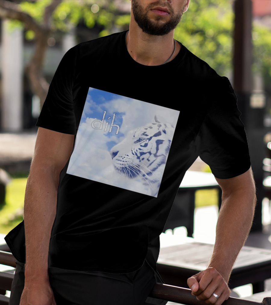 Tiger Dih Majestic Clouds White Bengal Tiger Profile T-Shirt
