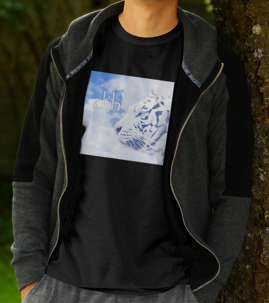 Tiger Dih Majestic Clouds White Bengal Tiger Profile T-Shirt