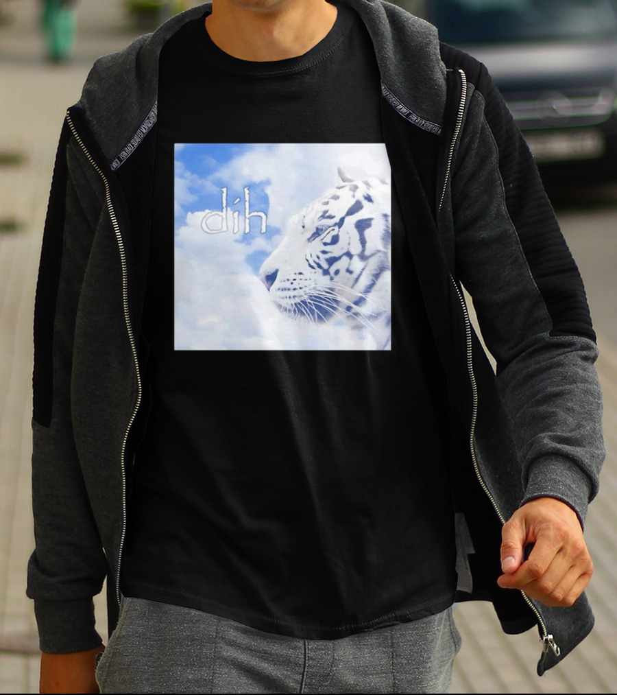 Tiger Dih Majestic Clouds White Bengal Tiger Profile T-Shirt