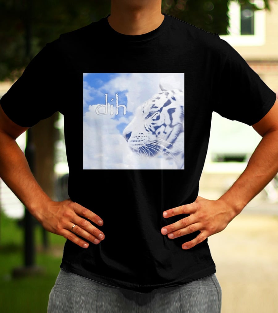Tiger Dih Majestic Clouds White Bengal Tiger Profile T-Shirt