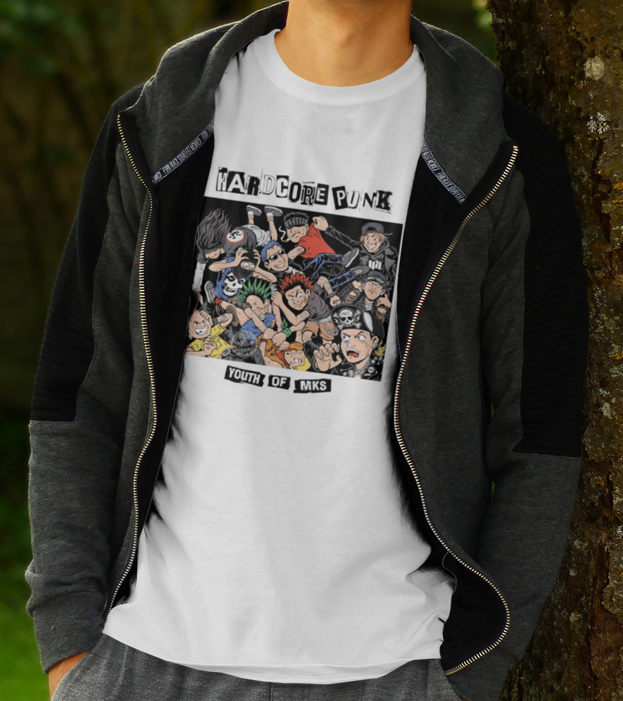 Hardcore Punk Youth Of Mks Vintage Cartoon Style Crowd Scene T-Shirt