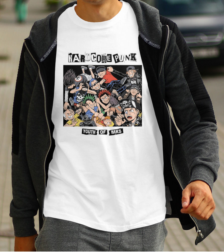 Hardcore Punk Youth Of Mks Vintage Cartoon Style Crowd Scene T-Shirt