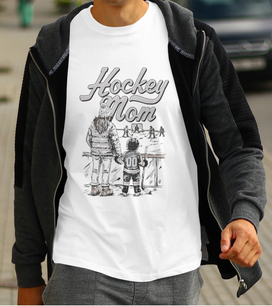 Hockey Mom And Kid At Rink With Stick And Skates T-Shirt