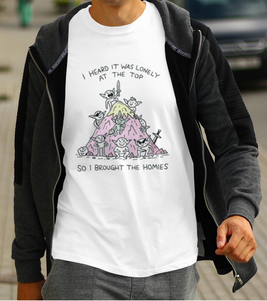 I Heard It Was Lonely At The Top So I Brought The Homies Yoda Mountain T-Shirt