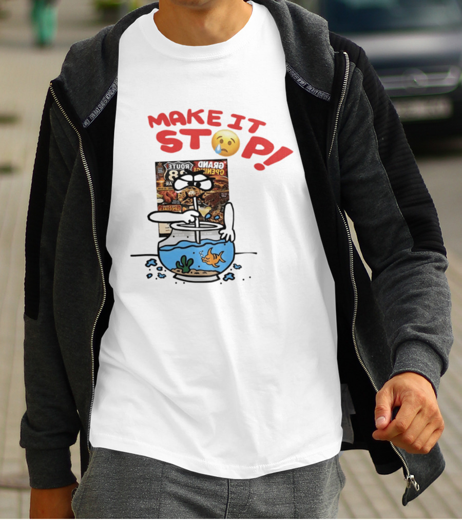 Make It Stop Route 88 Grand Opening Specials Crying Emoji Fish Bowl T-Shirt