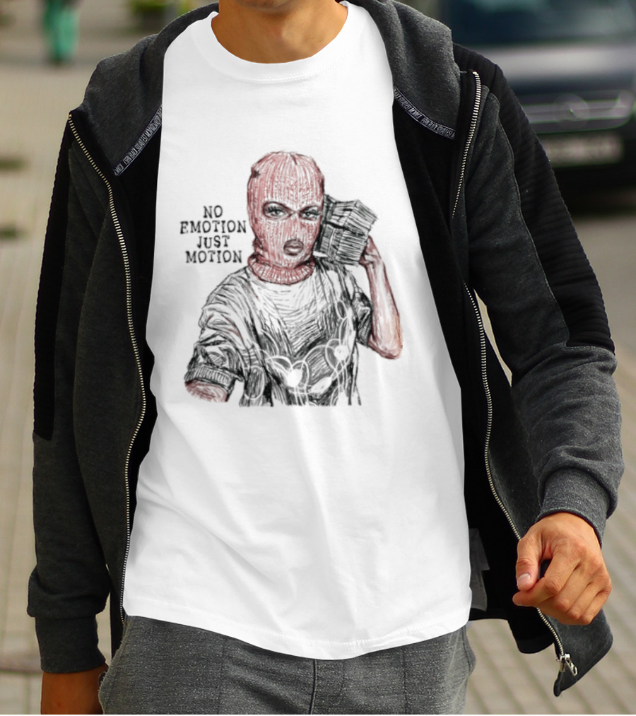 No Emotion Just Motion Balaclava Money Stacks T-Shirt