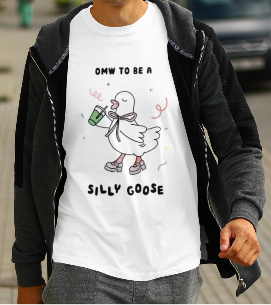 Omw To Be A Silly Goose Duck Coffee Scarf Confetti Fun T-Shirt