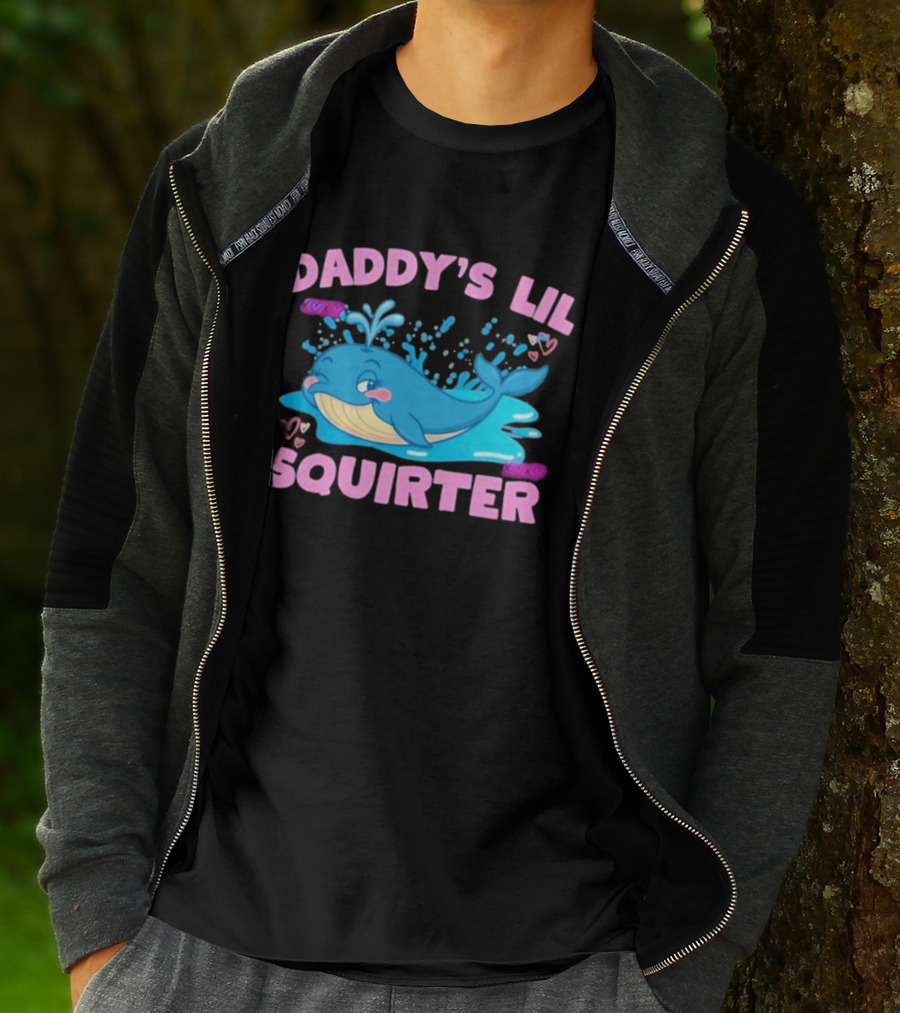 Daddy's Lil Squirter Cute Whale Bubbles And Hearts T-Shirt