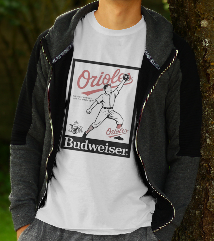 Budweiser 150 Years Orioles Baseball Vintage Player With Ball T-Shirt