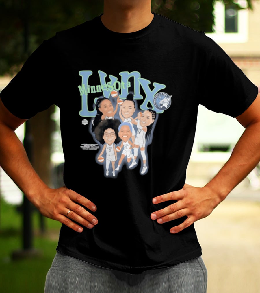 Minnesota Lynx Big 5 WNBA Basketball Caricature Team Spirit T-Shirt