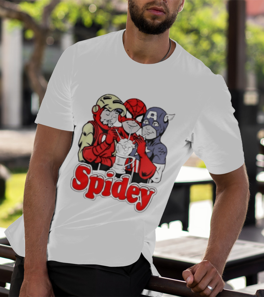 Spidey Iron Man Captain America Beer Meme T-Shirt
