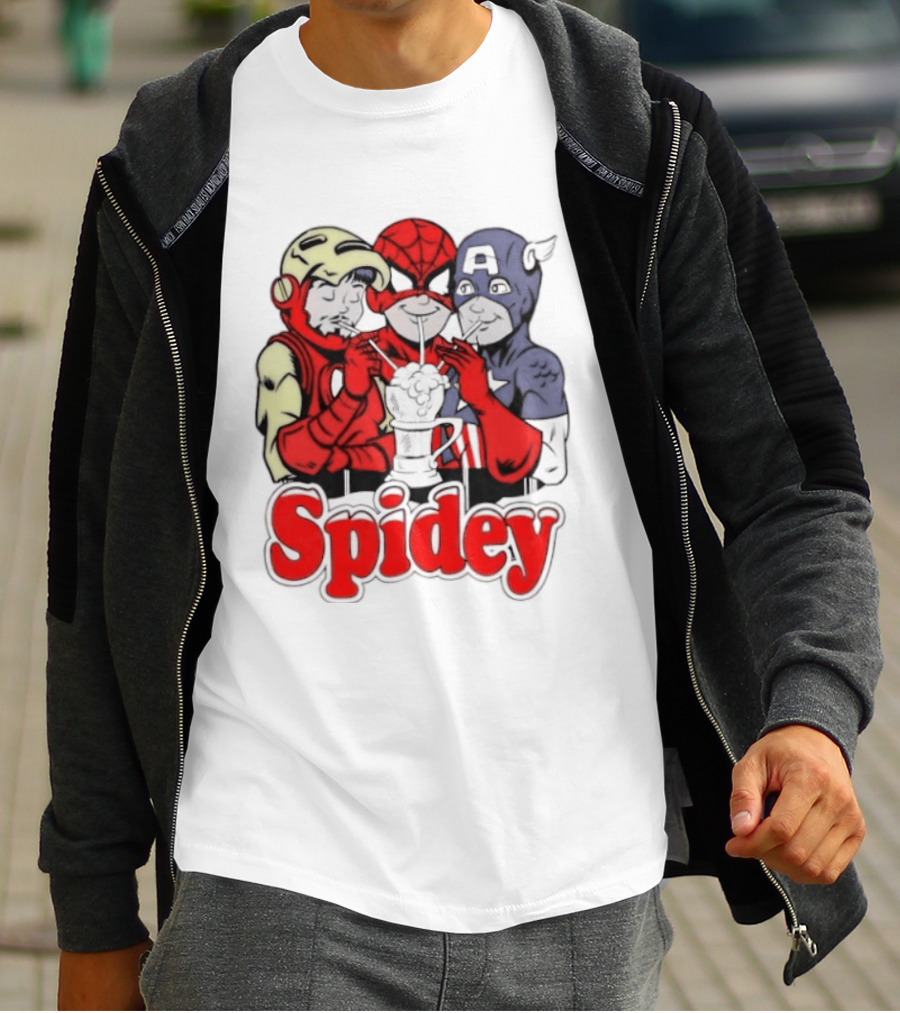 Spidey Iron Man Captain America Beer Meme T-Shirt