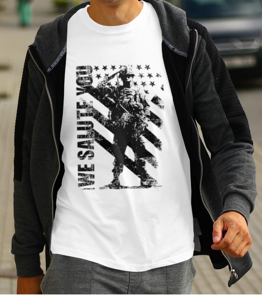 We Salute You Soldier American Flag Military Stars Stripes T-Shirt