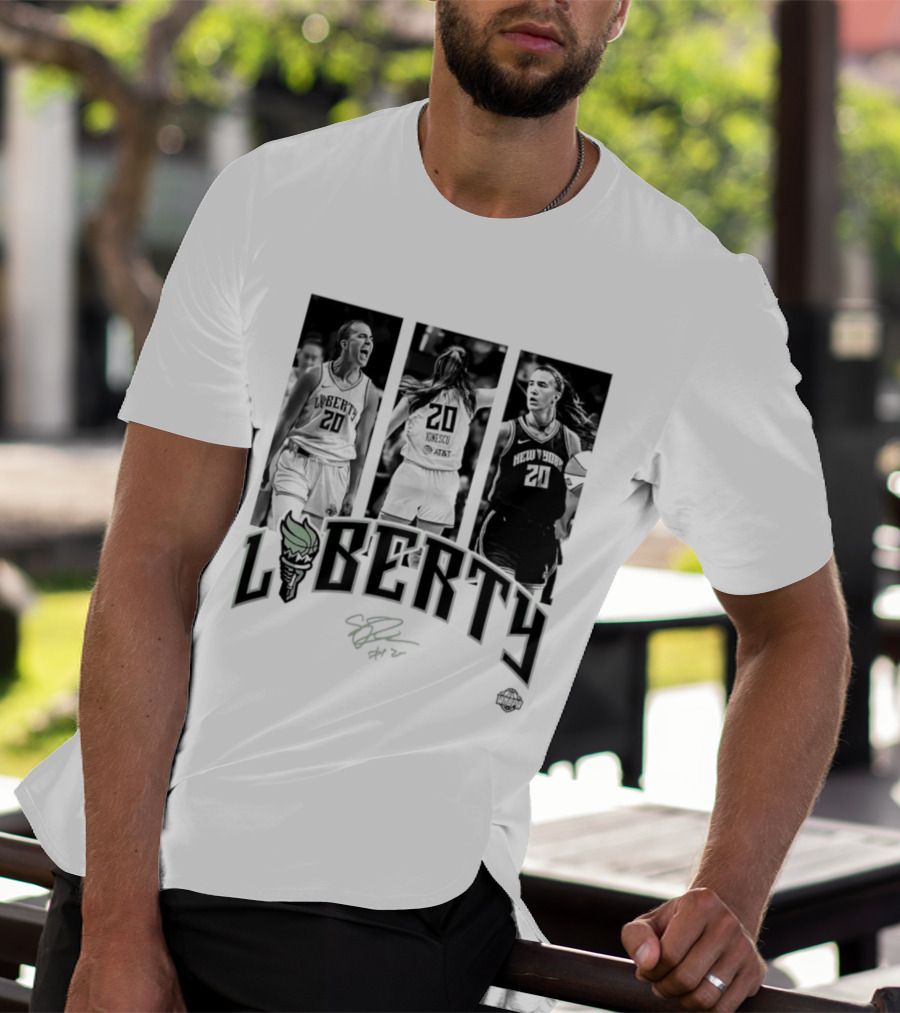 Sabrina Ionescu Liberty WNBA Player Collage Signature T-Shirt