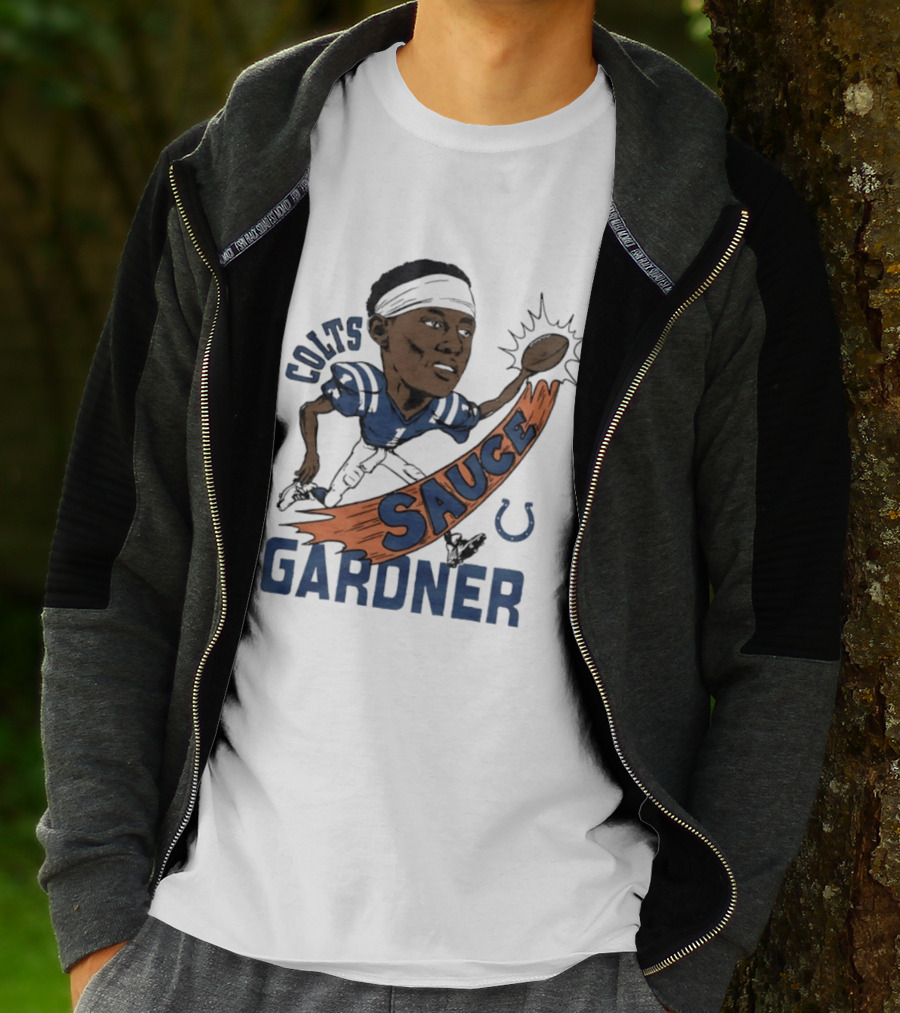 Colts Sauce Gardner Indianapolis Football Player Caricature T-Shirt