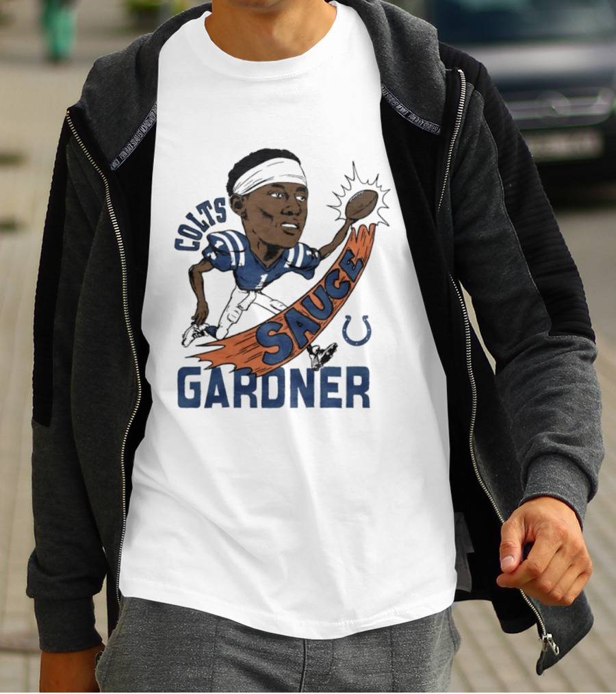 Colts Sauce Gardner Indianapolis Football Player Caricature T-Shirt