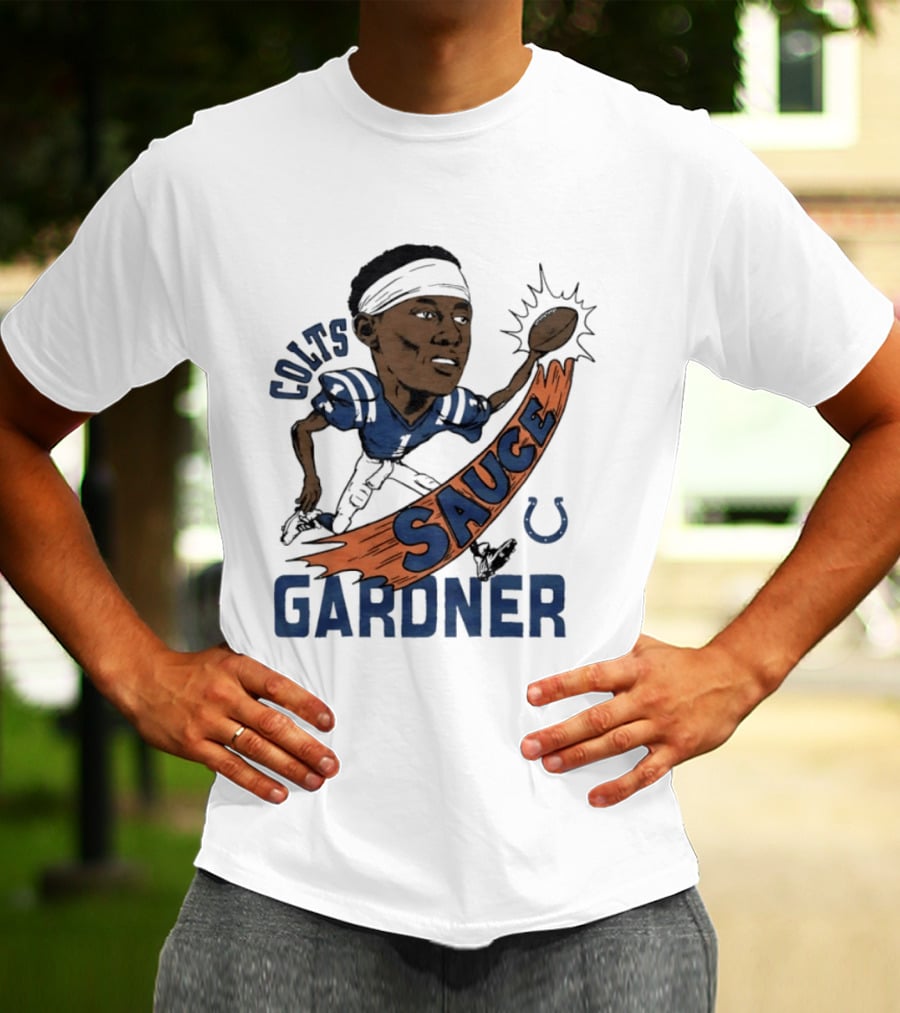 Colts Sauce Gardner Indianapolis Football Player Caricature T-Shirt