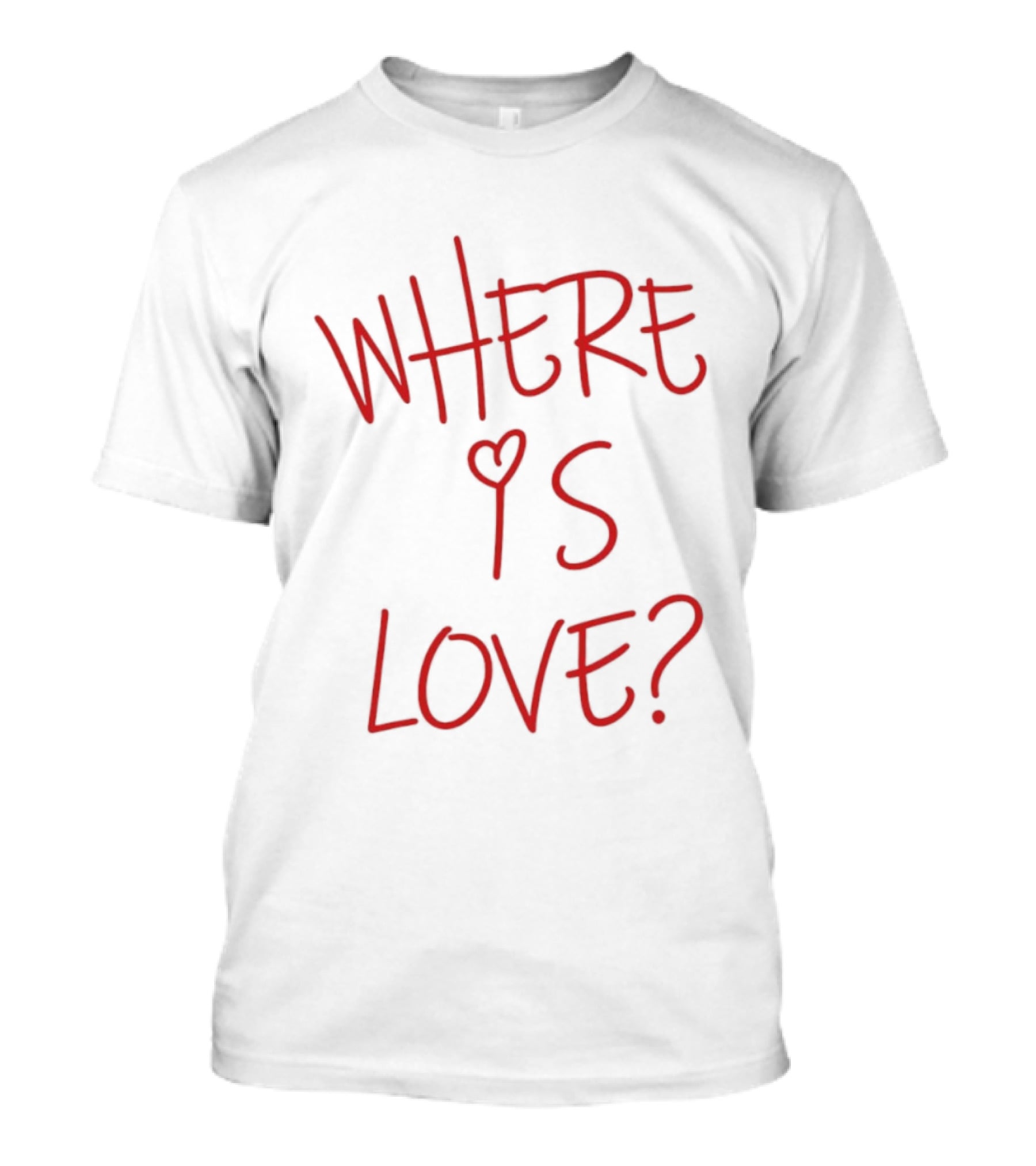 Where Is Love Heart Question Romance In Red T-Shirt