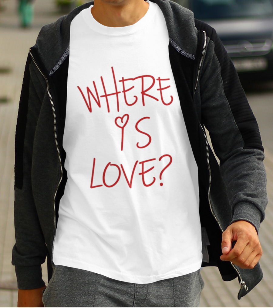 Where Is Love Heart Question Romance In Red T-Shirt